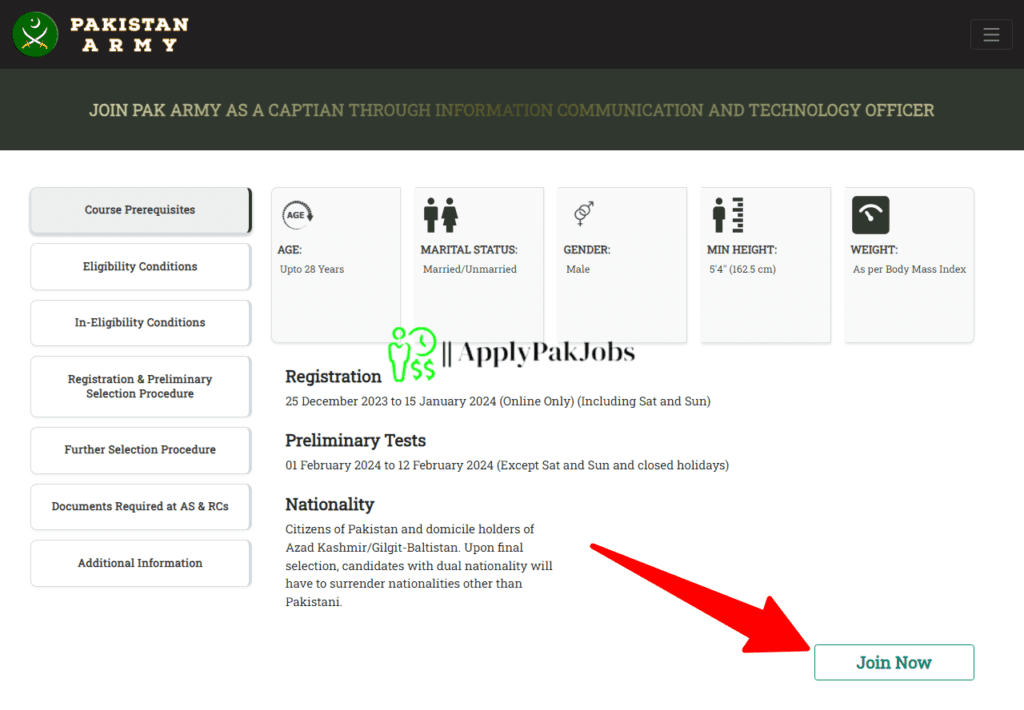 Join Pak Army As Captain It Department Jobs 2024