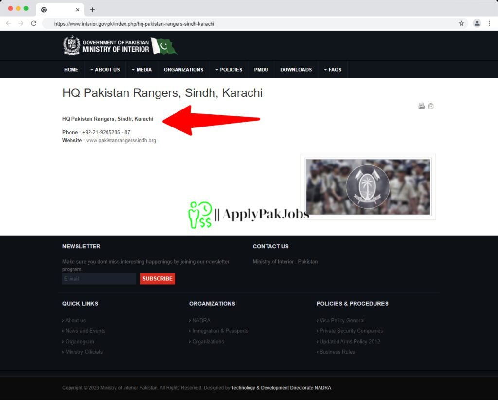 Latest Pak Sindh Rangers Jobs 2024 Online Apply