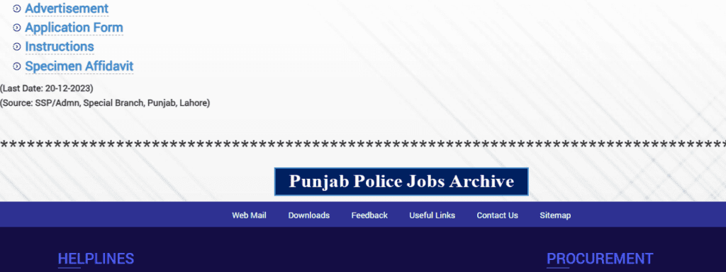 Latest Punjab Police Station Assistant  Jobs 2024