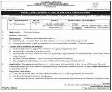 Latest Pak Sindh Rangers Jobs 2024 Online Apply